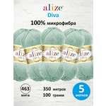 Пряжа Alize для вязания универсальная легкая Diva микрофибра 100 гр 350 м 5 мотков 463 мята
