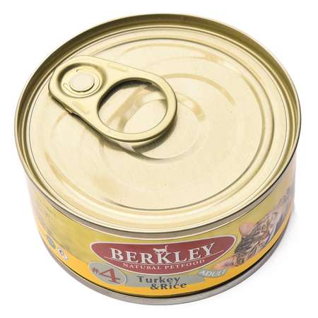 Корм влажный для кошек Berkley 100г №4 индейка с рисом консервированный