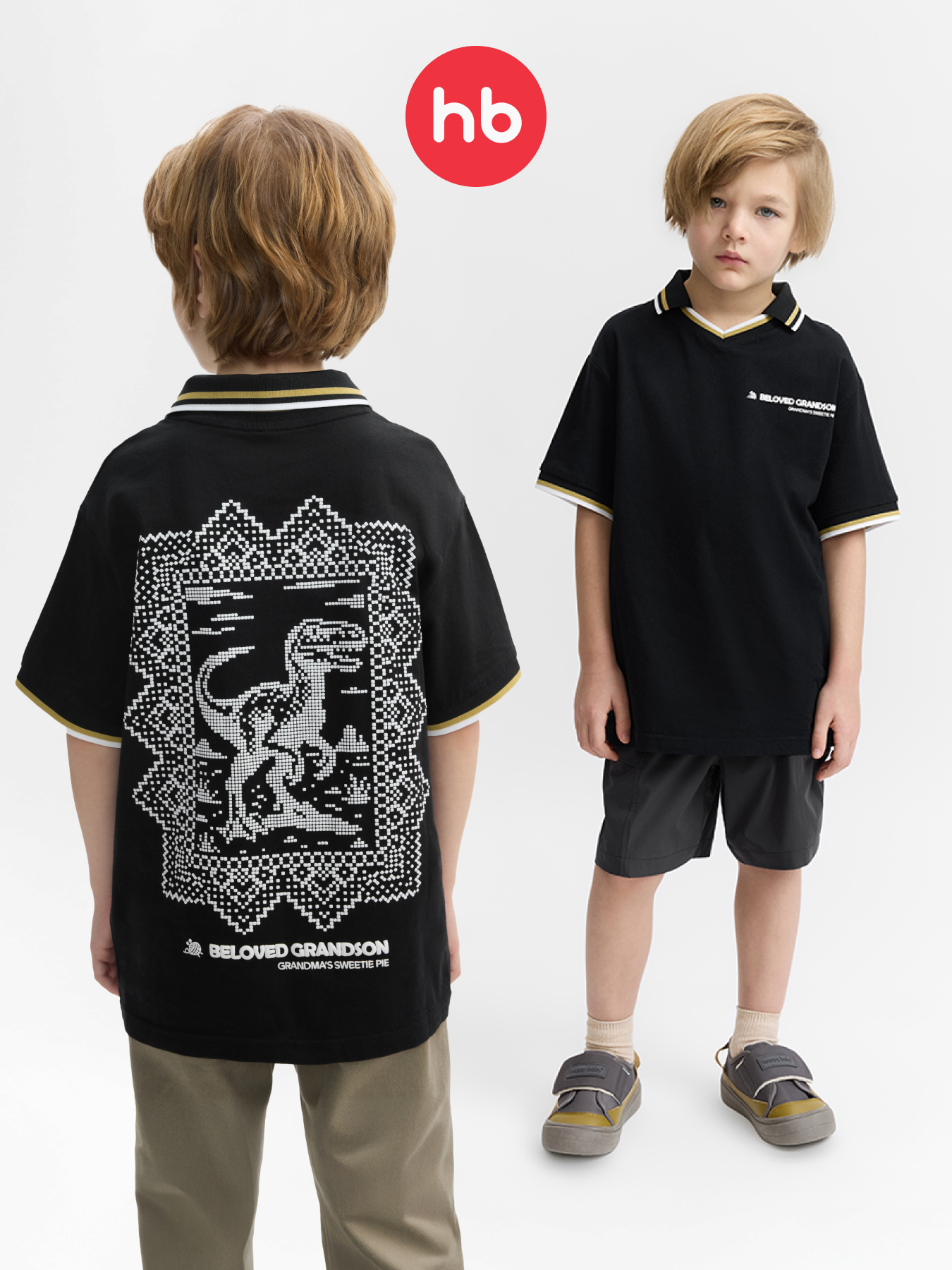 Футболка-поло Happy Baby 88297_black (dinosaur and lace) - фото 2