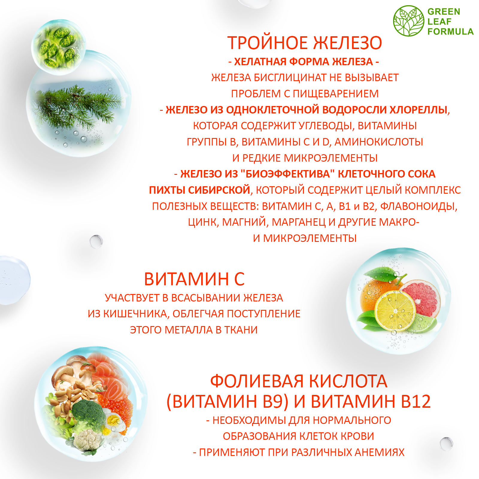 Железо хелат фолиевая кислота Green Leaf Formula витамины для беременных и кормящих женщин и для мужчин 600 мг 30 капсул - фото 5