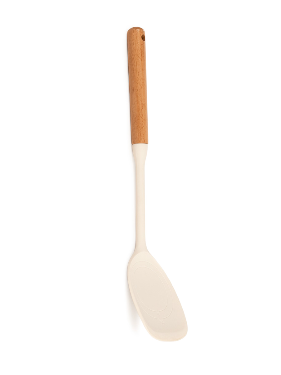 Лопатка кулинарная DeNASTIA Силвуд 33x8.5x4 см силикон бук молочный A000349 - фото 8