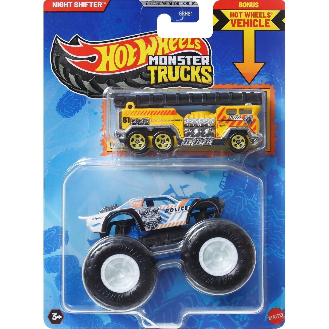 Монстр-трак Hot Wheels Monster Truck Night Shifter 1:64 белый GRH81 - фото 1