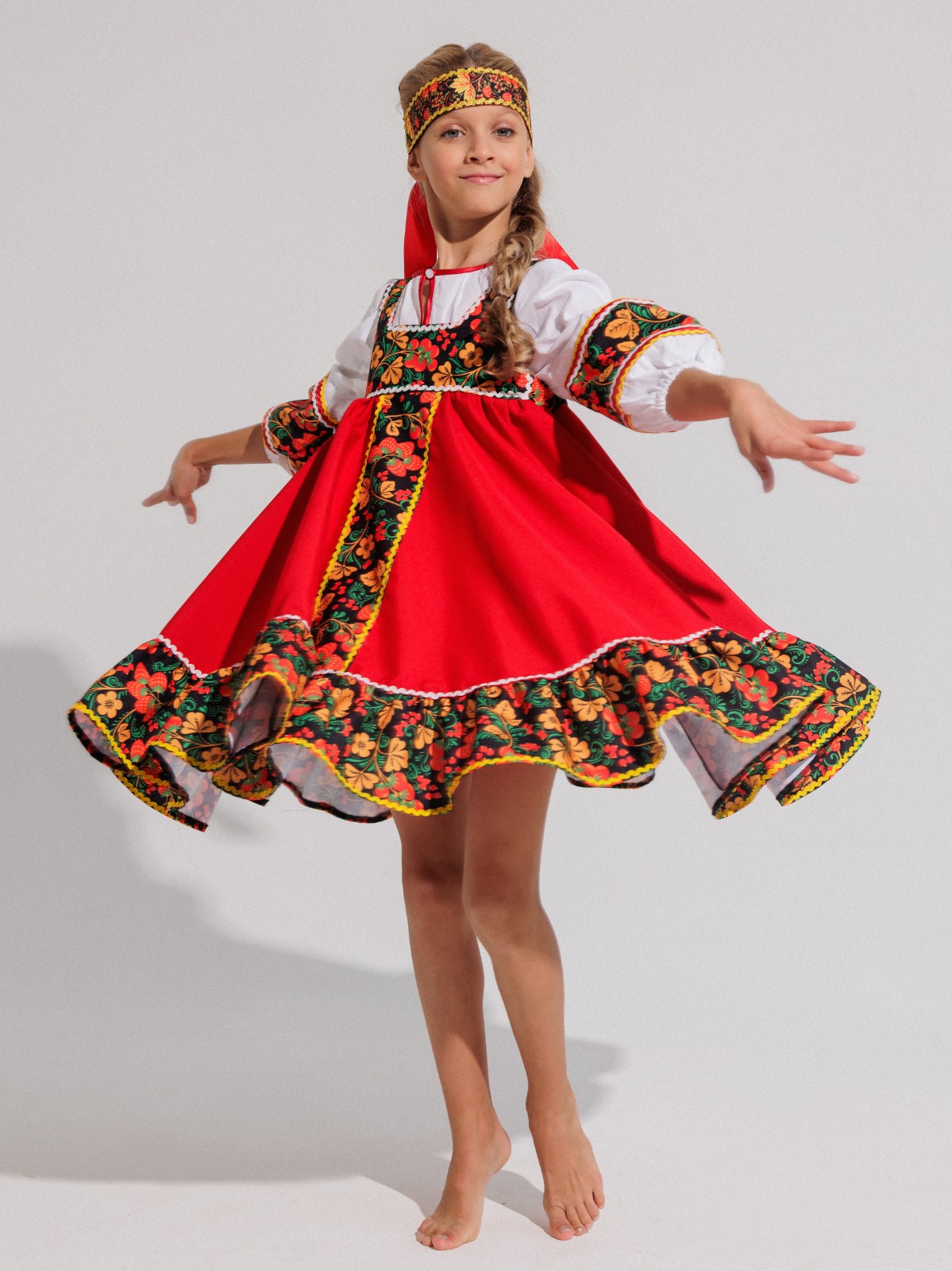 Костюм русский народный Gala-Вальс C/кадриль печать/ягода/красный - фото 1