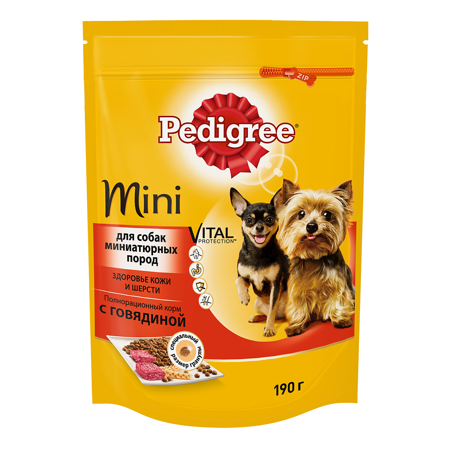 Корм для собак Pedigree для миниатюрных пород с говядиной сухой 190г - фото 1