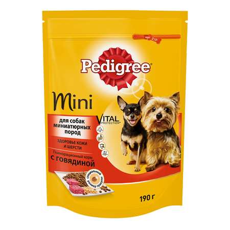 Корм для собак Pedigree для миниатюрных пород с говядиной сухой 190г