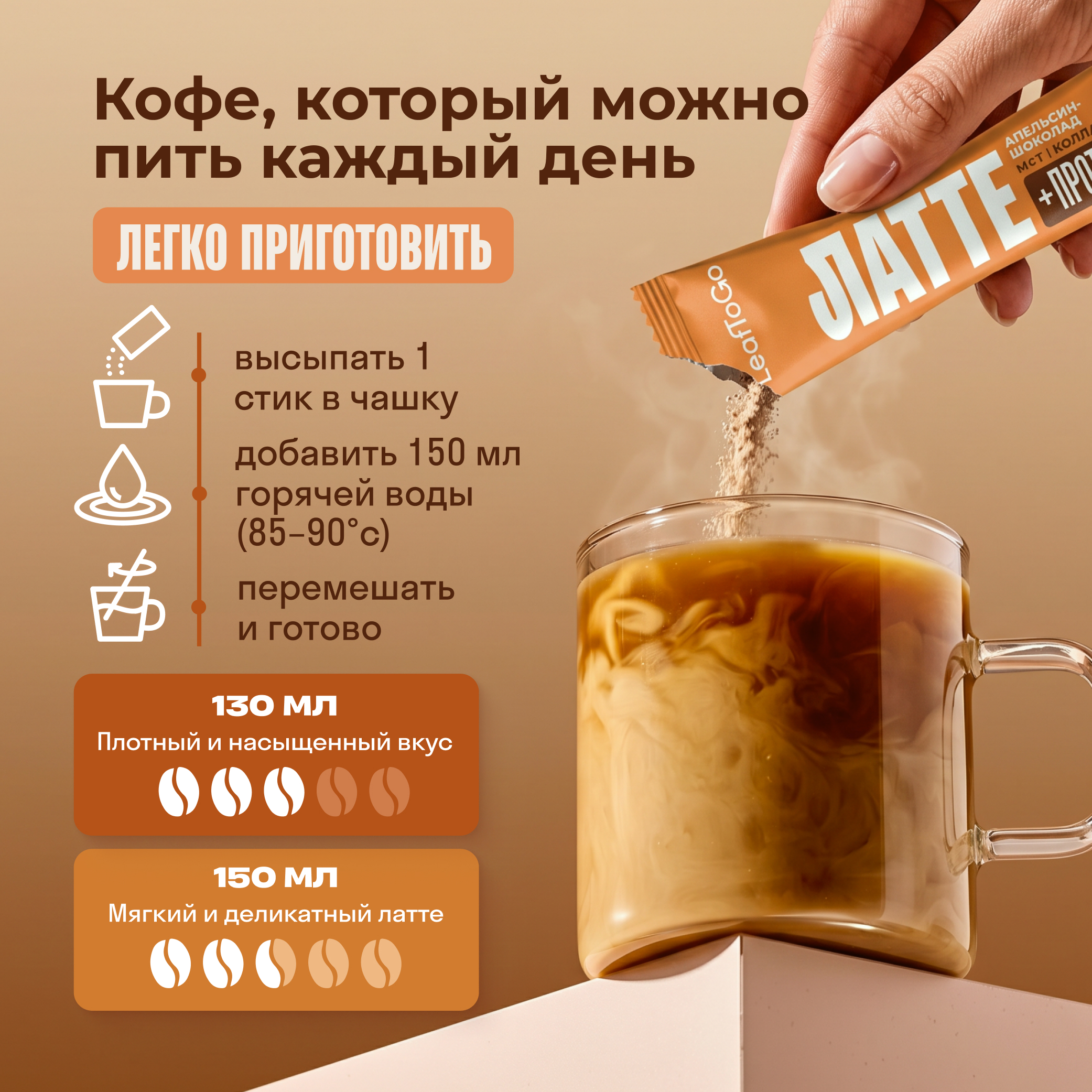 Кофе растворимый молотый LeafToGo кофейный растворимый напиток с коллагеном и МСТ 15 шт - фото 8