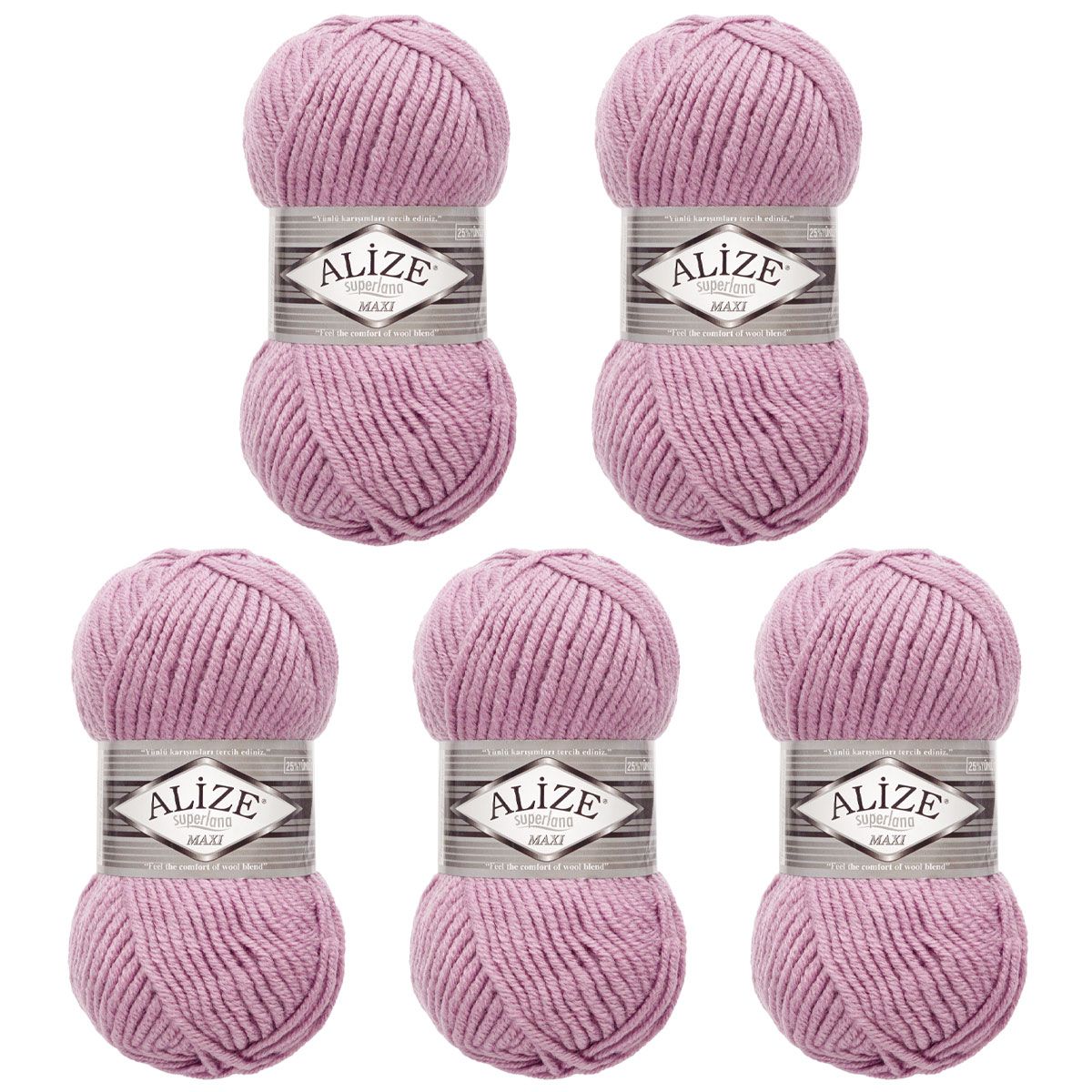 Пряжа Alize полушерстяная мягкая теплая Superlana maxi 100г 100м 5 шт 505 пепельно-сиреневый - фото 6