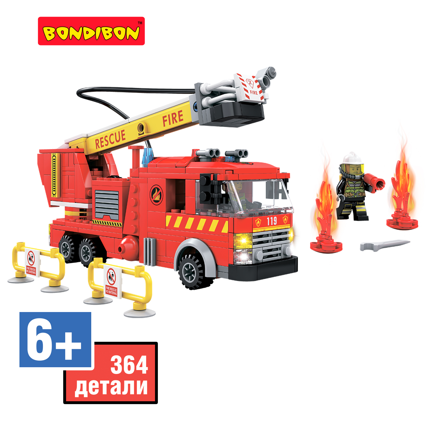 Конструктор Bondibon Пожарная Служба Машина-водомет 364 дет. - фото 6