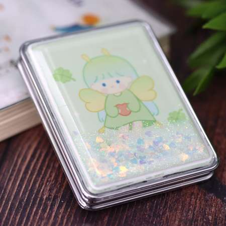 Зеркало карманное iLikeGift Little angel green с увеличением