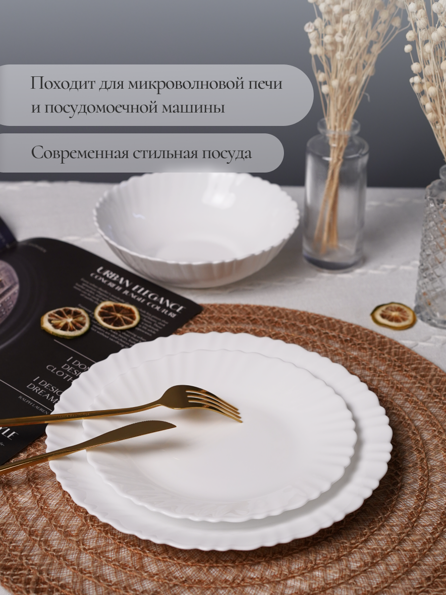 Столовый сервиз OLAFF из стеклокерамики 18 предметов 6 персон - фото 8