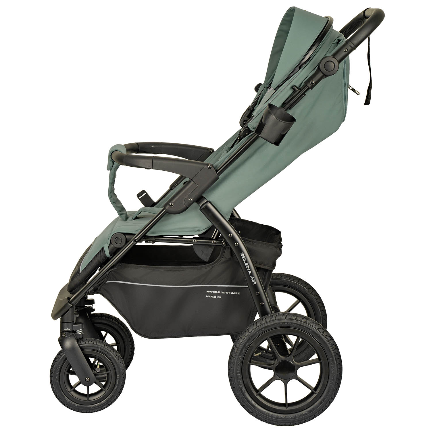 Коляска прогулочная JOVOLA Air 25 с сумкой зеленый-серый - фото 22