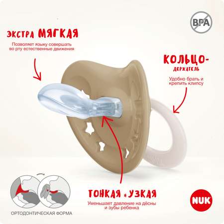 Пустышка Nuk силикон ортодонтическая от 0 мес. 2 шт.