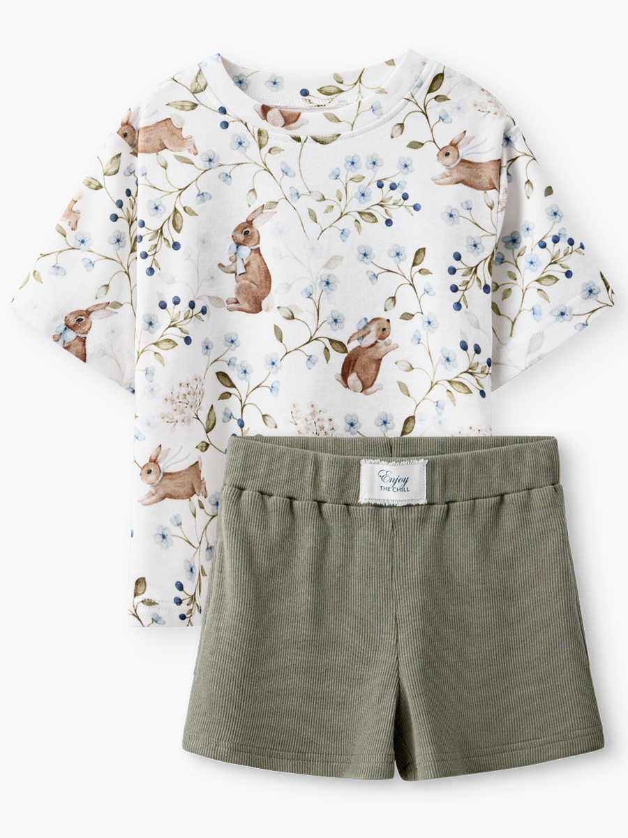 Пижама Happy Baby 90150_olive-white - фото 1