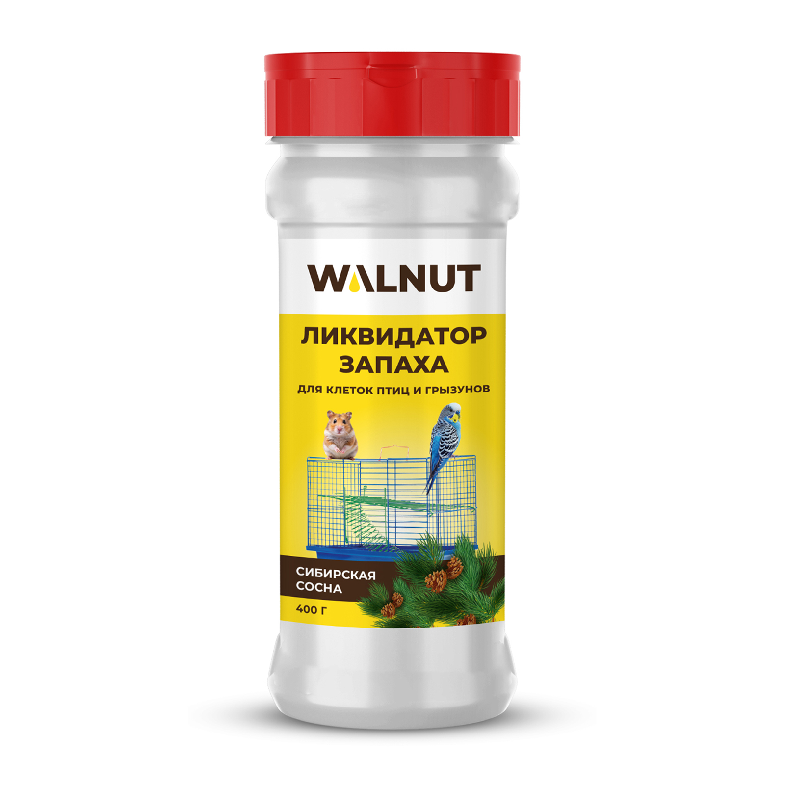 Ликвидатор запаха WALNUT для клеток птиц и грызунов Сибирская сосна 400 г - фото 6