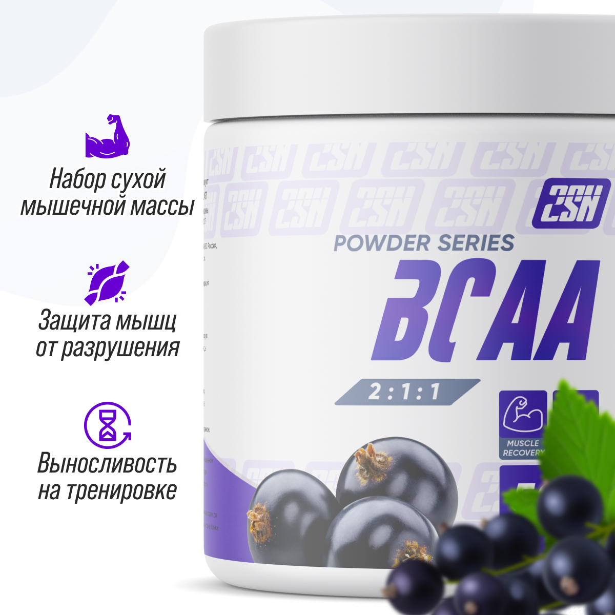Bcaa 2SN Аминокислотный комплекс 250 г Черная смородина - фото 1