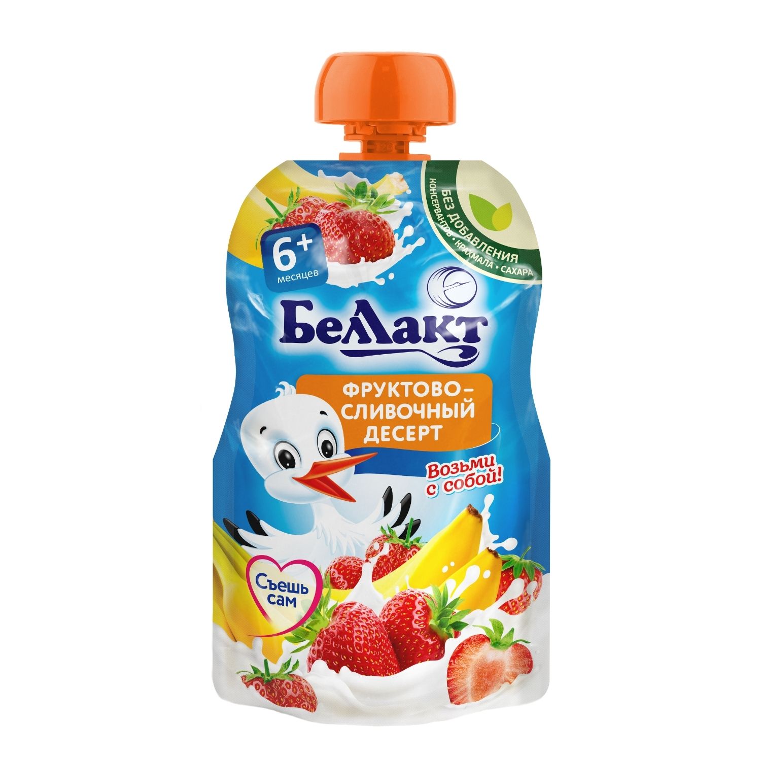 Пюре Беллакт банан-клубника со сливкам с 6 мес 90 г - фото 1