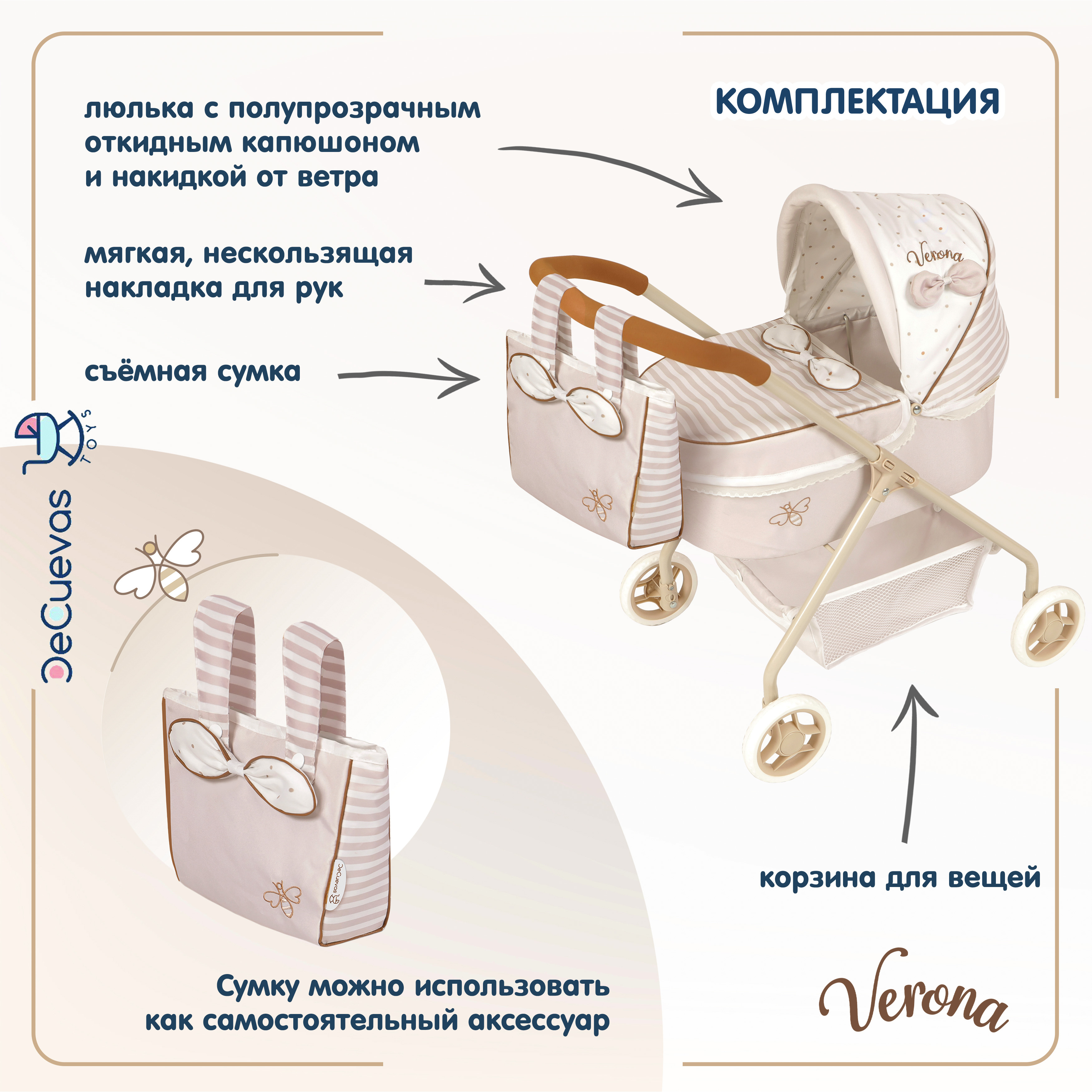 Коляска-люлька для кукол DeCuevas Toys 86078 - фото 6