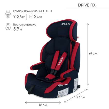 Автокресло Babyton Drive Fix Indigo-Red Isofix 1/2/3 (9-36 кг)