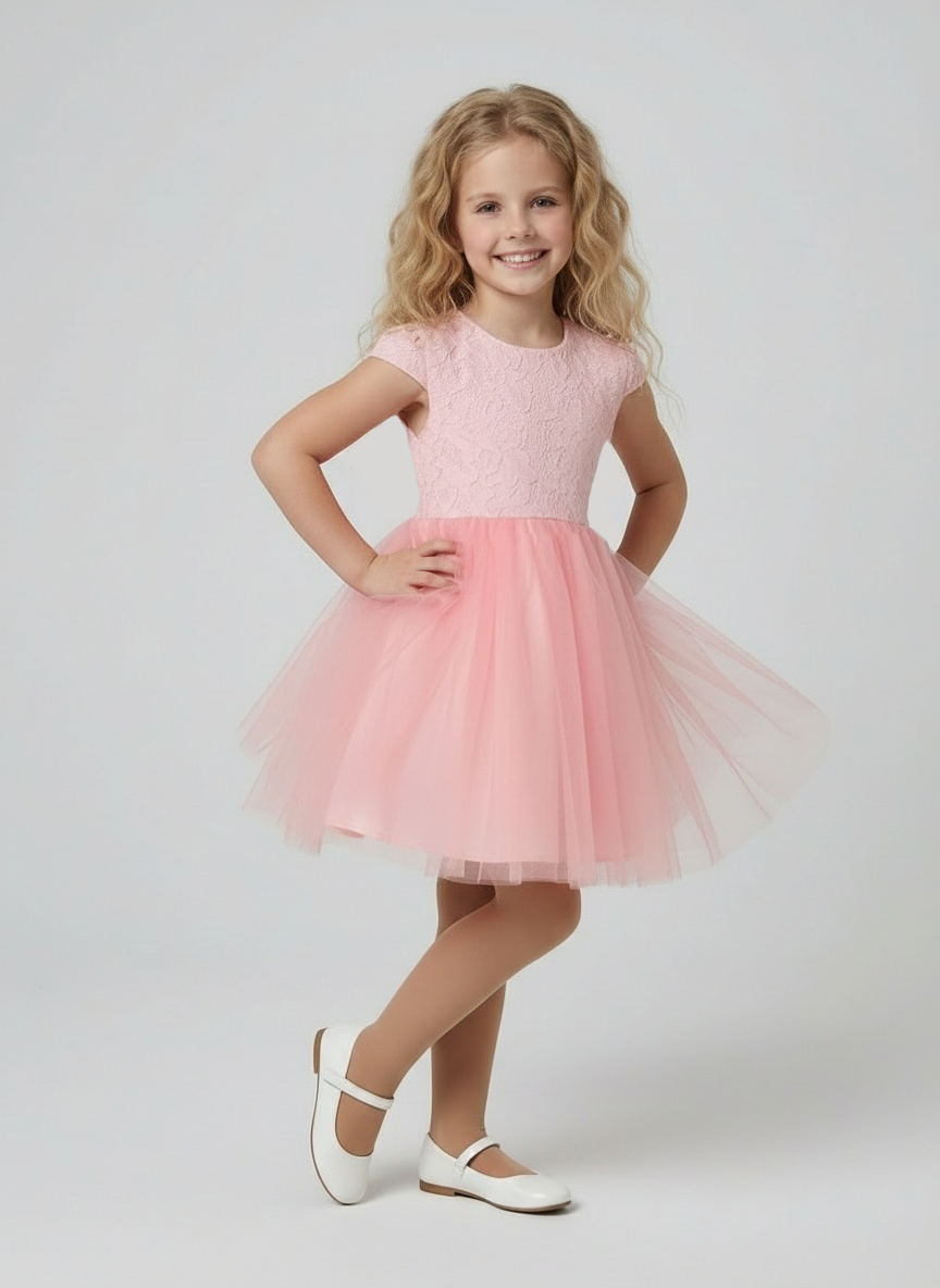 Платье Lila Style гипюр розовый - фото 1