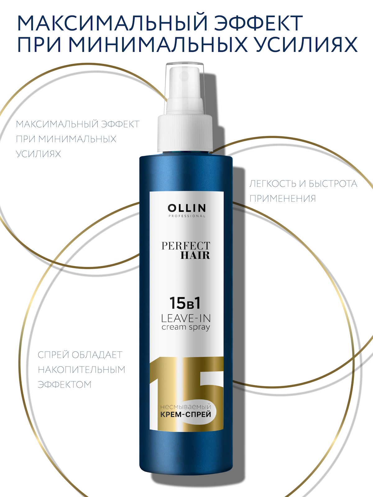 Крем-спрей Ollin perfect hair многофункциональный 15 в 1 несмываемыйдля волос 250 мл - фото 8