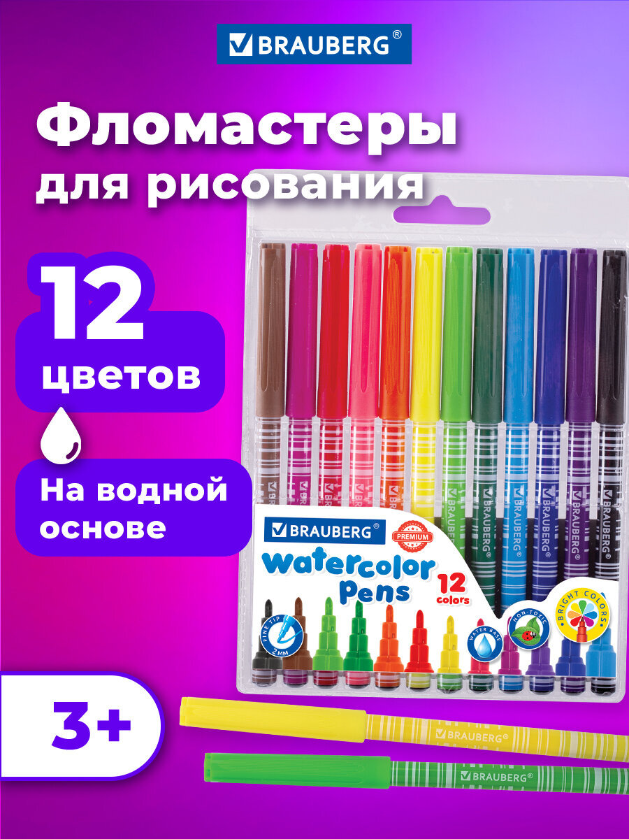 Фломастеры Brauberg 12 шт. - фото 1