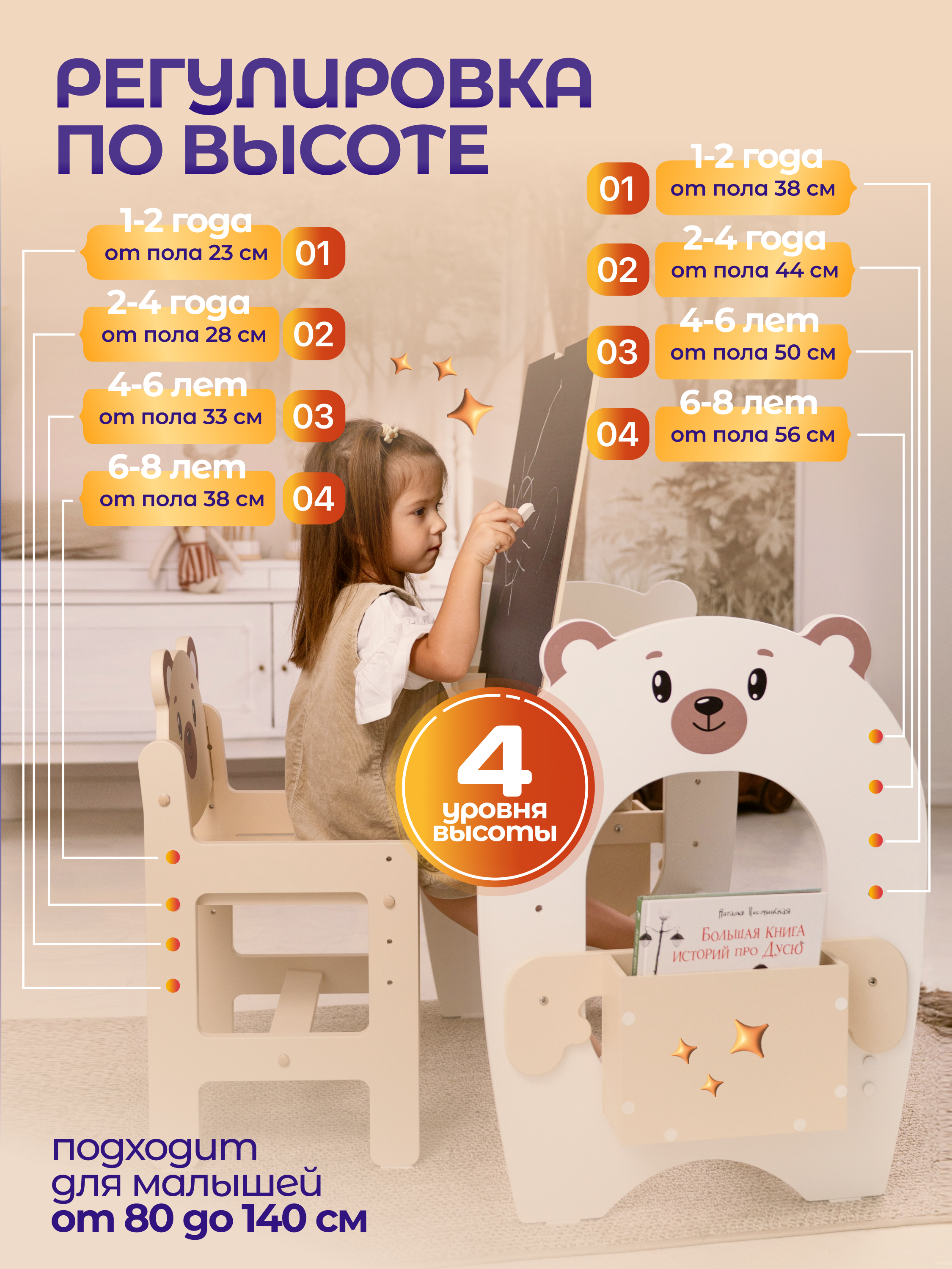 Парта-стульчик MomKid Мишка - фото 2