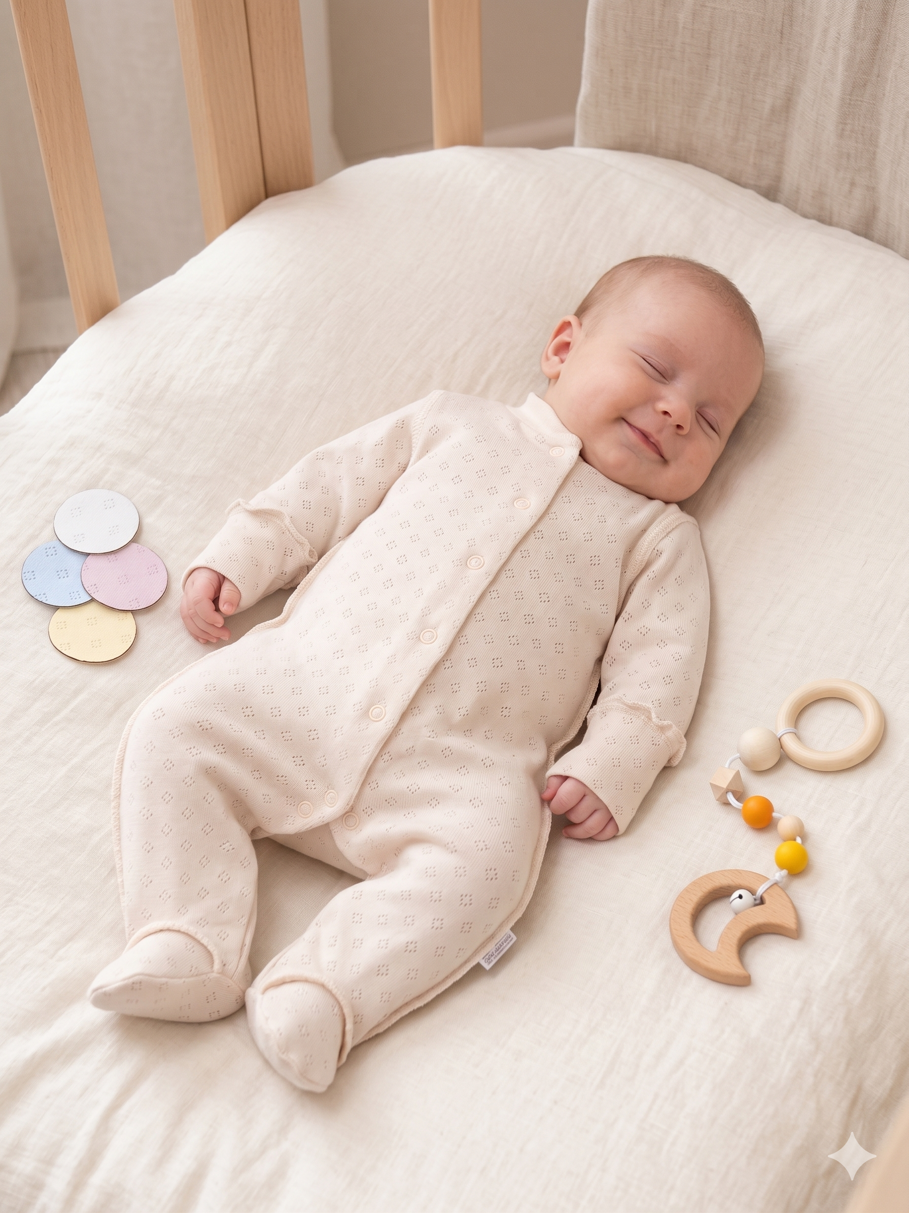 Изображение товара Детский комбинезон из ажурной рибаны ТРИЯ, 50, хлопок, для малыша