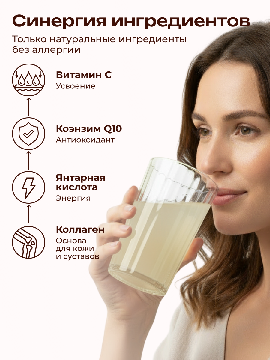 Коллаген пищевой с Янтарной кислотой COLLAGEN PREMIUM Витамин С - фото 2