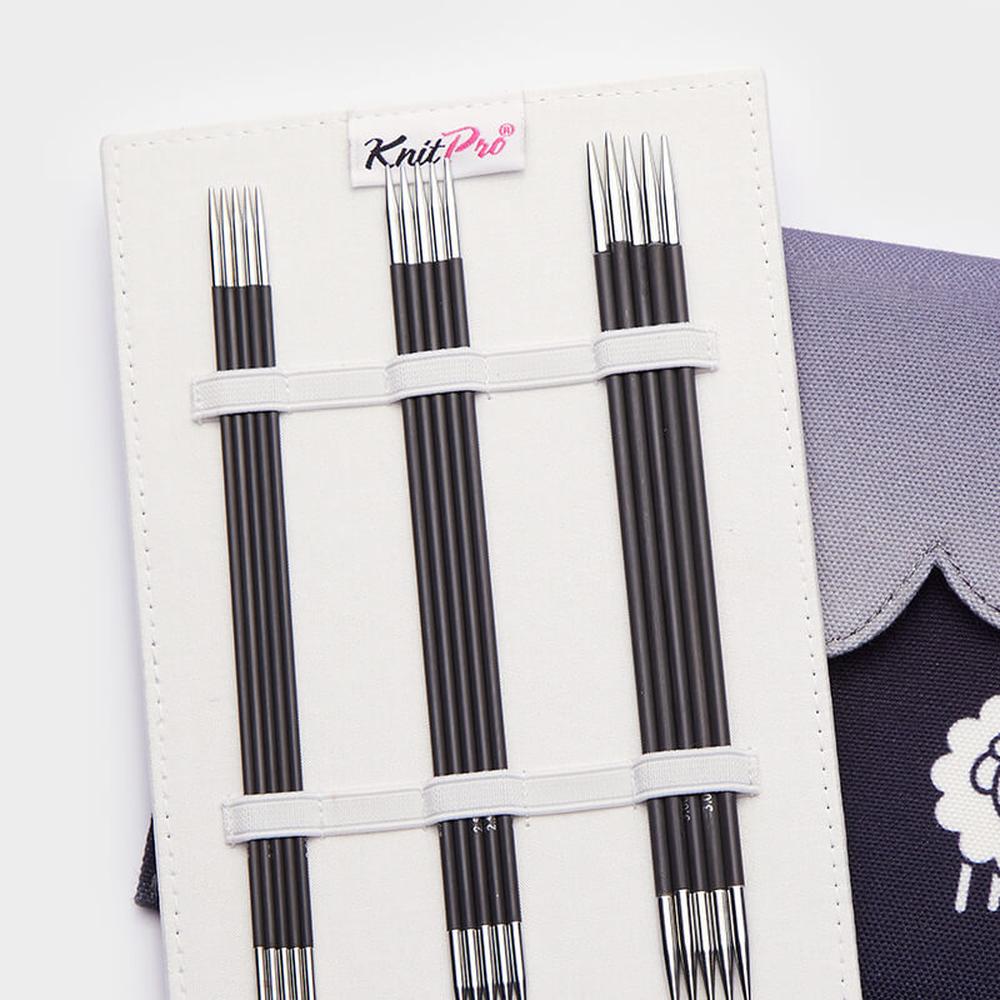 Набор чулочных спиц для вязания KnitPro Karbonz 20см 6 видов спиц карбон - фото 3