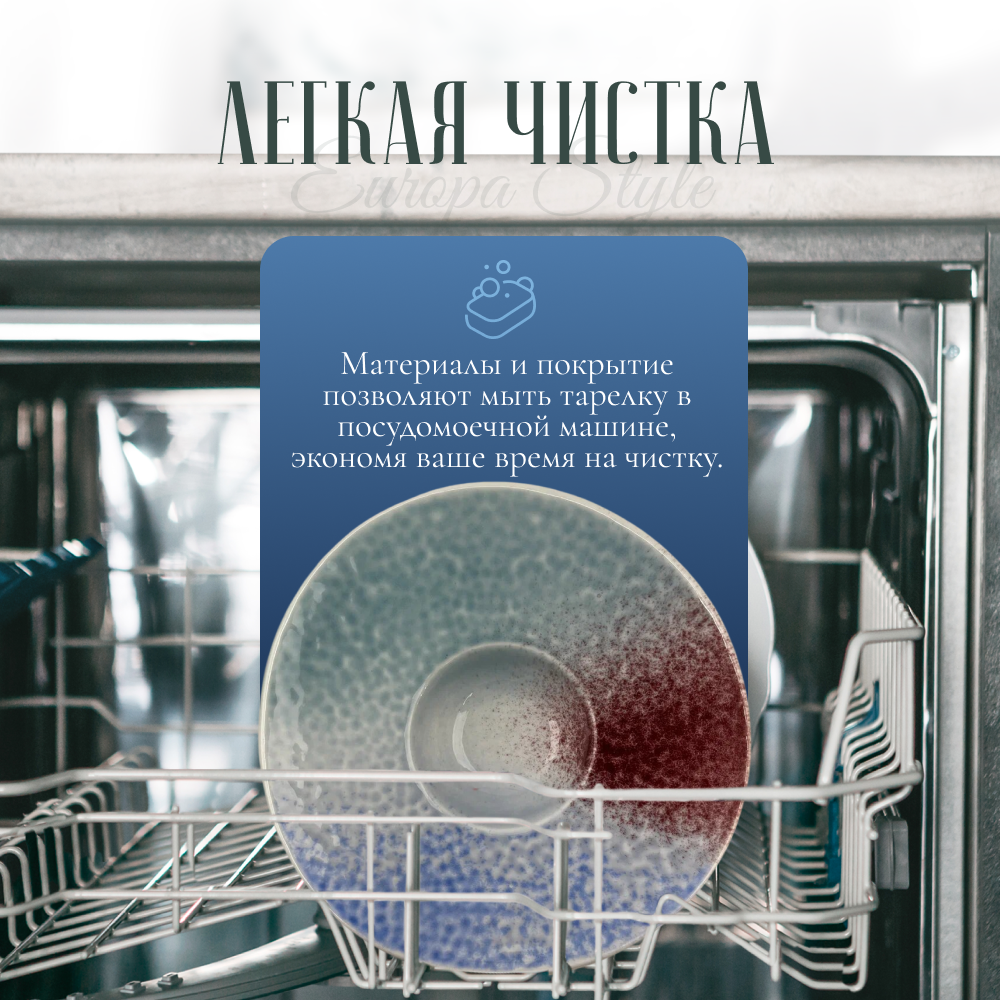 Керамическая тарелка для пасты ZDK обеденная посуда для подачи десертов Homium Europa Style, D25, цвет разноцветный - фото 4