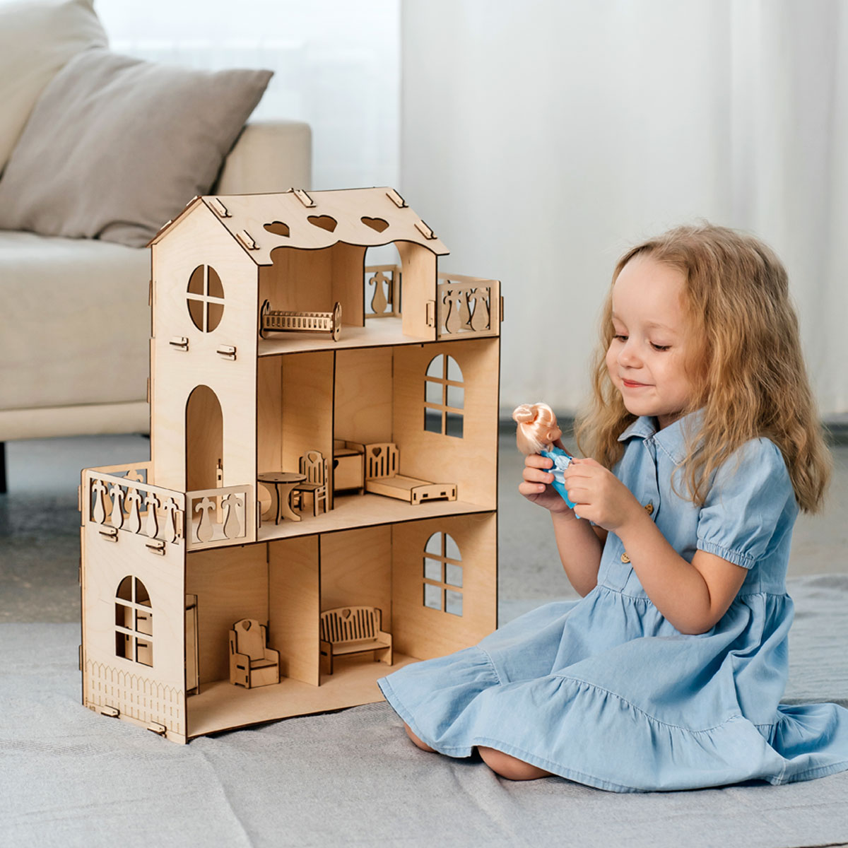 Домик для кукол Pema kids с мебелью СофияМини+Мебель - фото 1