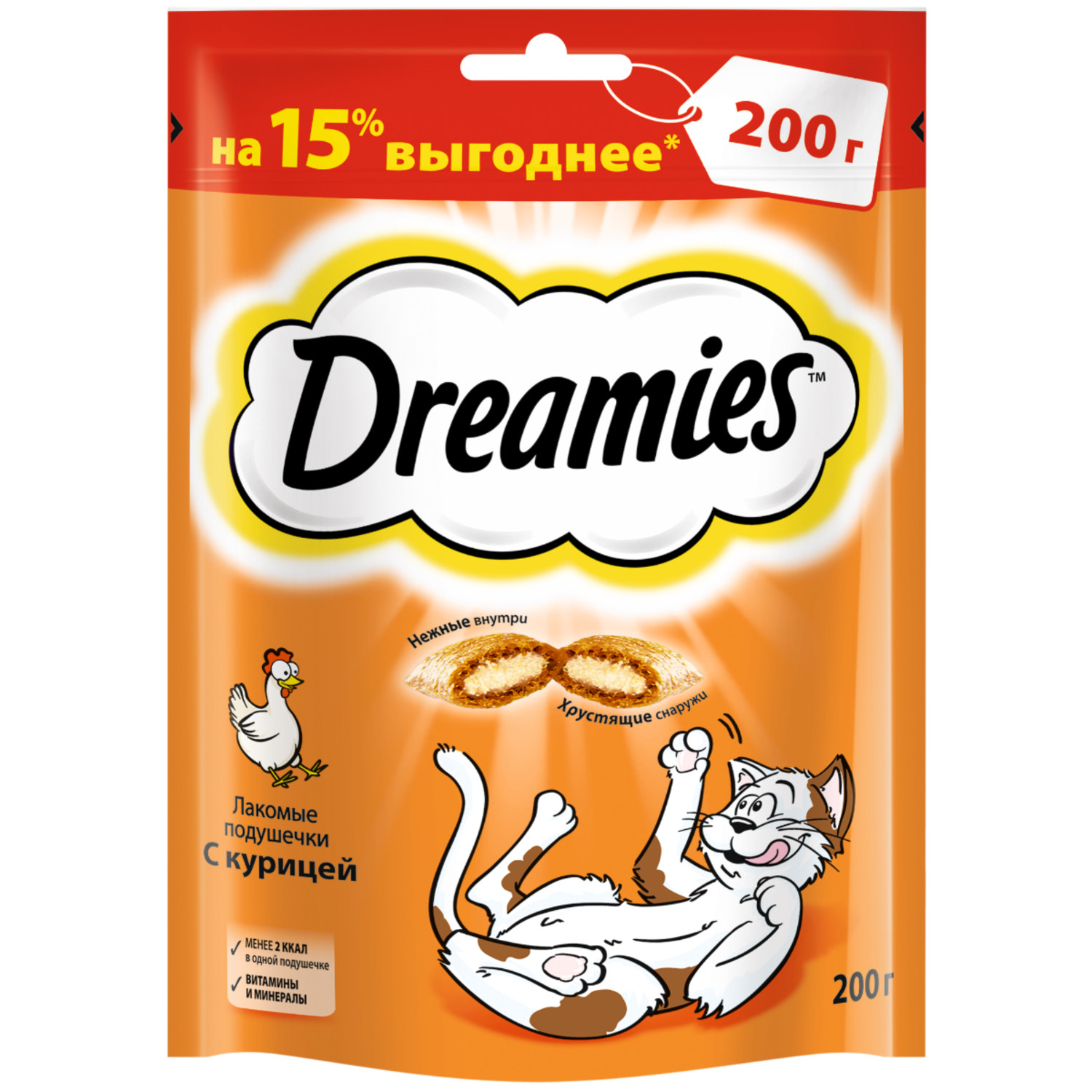 Лакомство для кошек Dreamies подушечки с курицей 200г - фото 1
