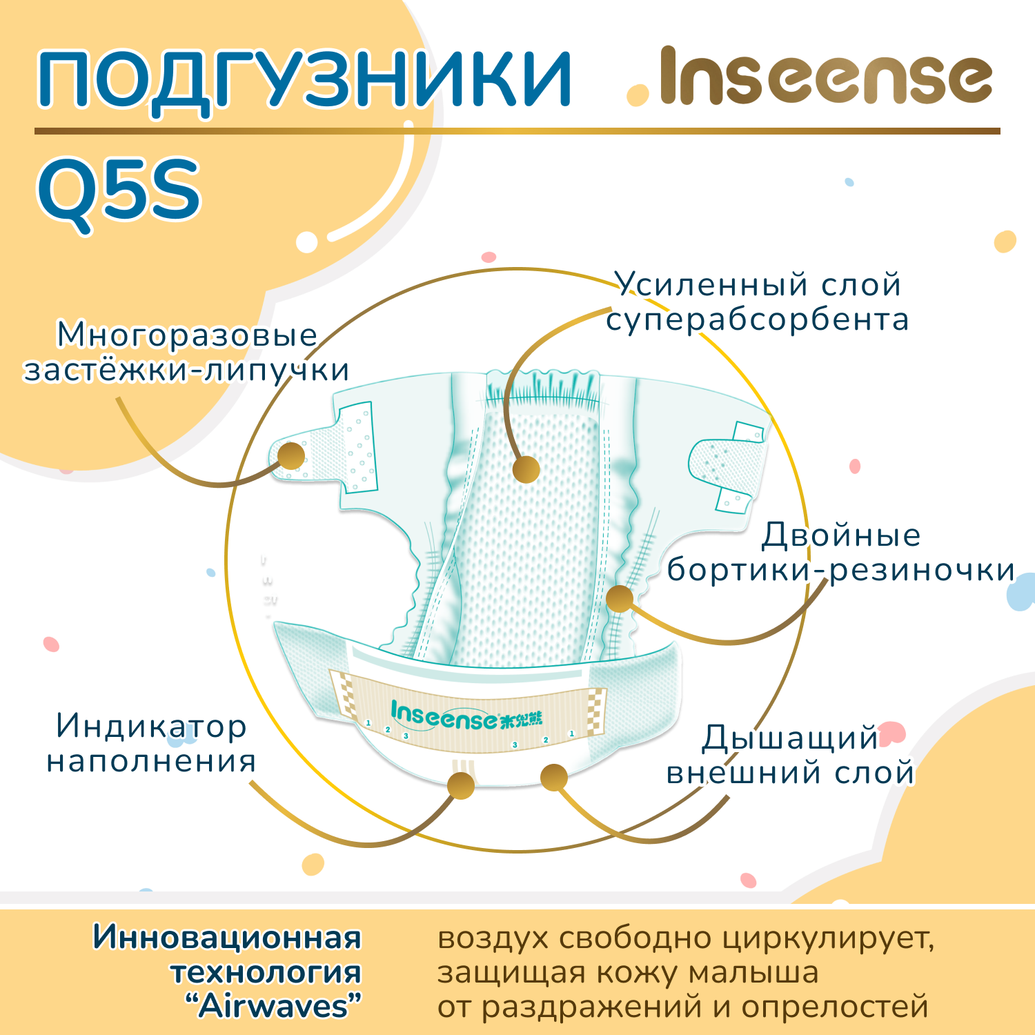 Подгузники INSEENSE NB (0-5 кг) 28 шт. - фото 3