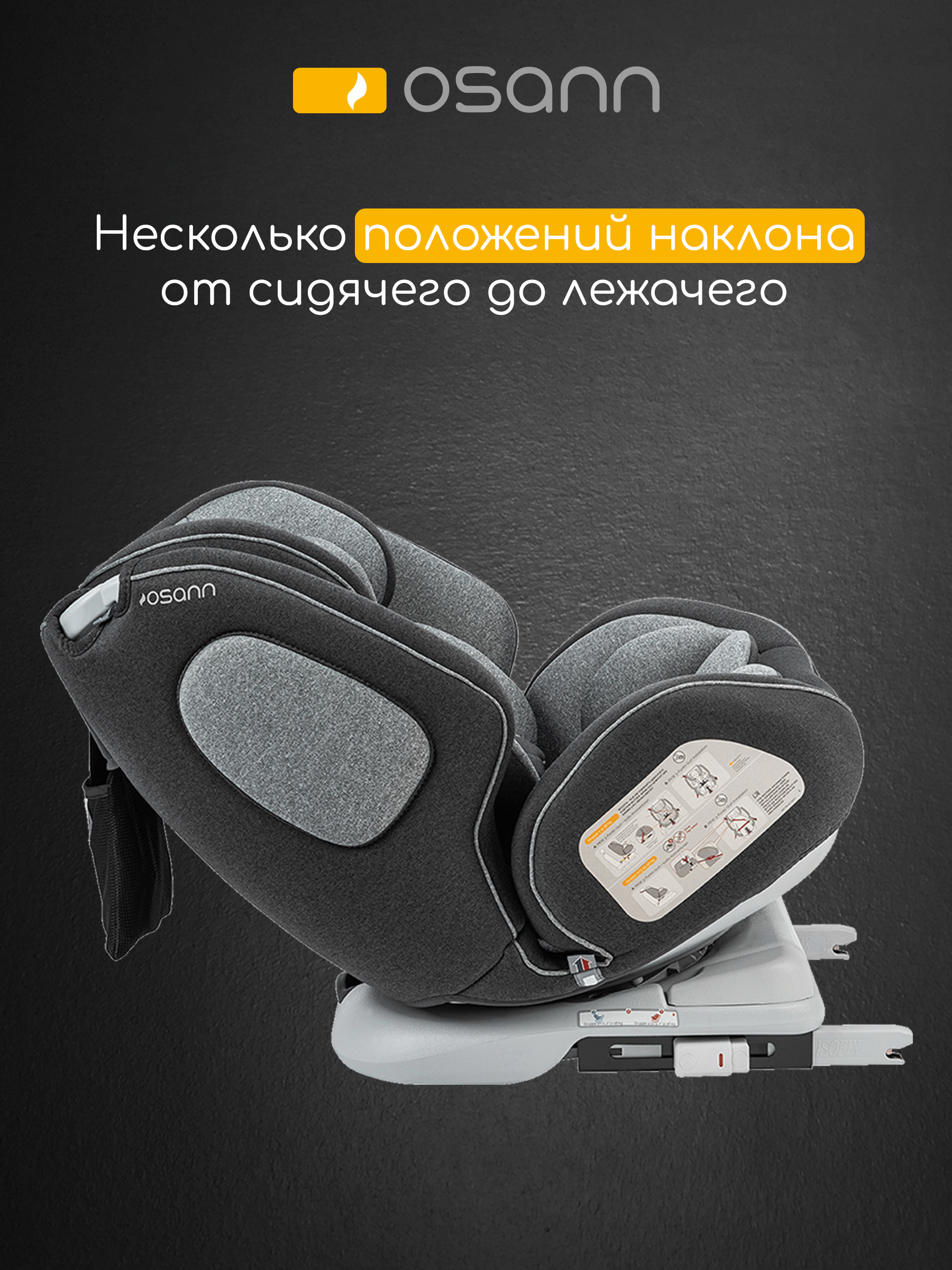 Автокресло Osann One 360 Isofix 0+/1/2/3 (0-36 кг) серый - фото 3