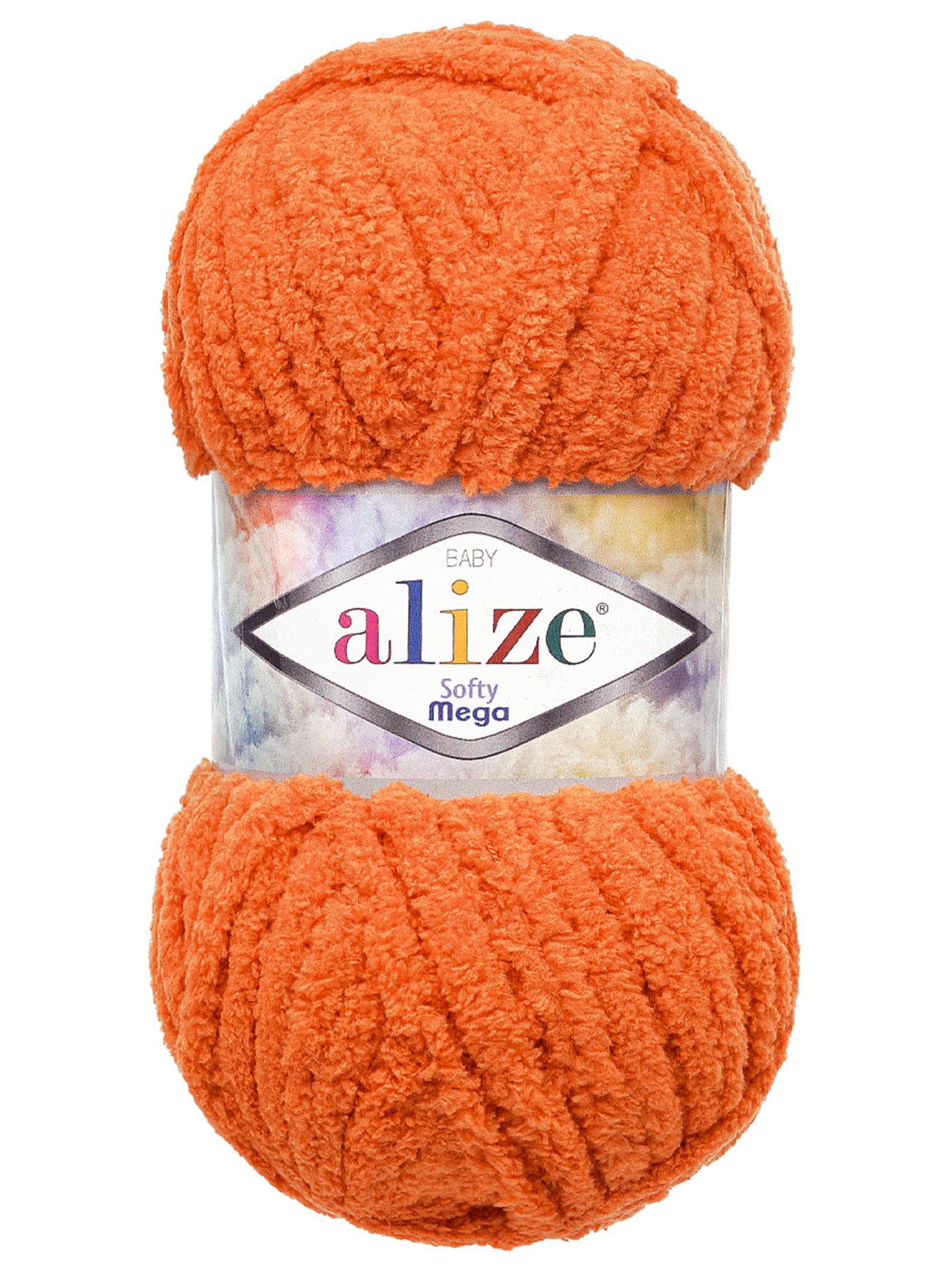 Пряжа для вязания Alize softy mega 100 гр 70 м микрополиэстер мягкая 6 апельсин 5 мотков - фото 4