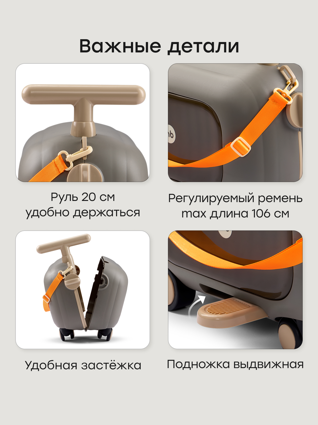 Чемодан Happy Baby travy темно-серый - фото 6