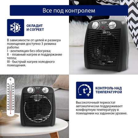 Обогреватель тепловая пушка STINGRAY ST-FH1046A тепловентилятор черный жемчуг