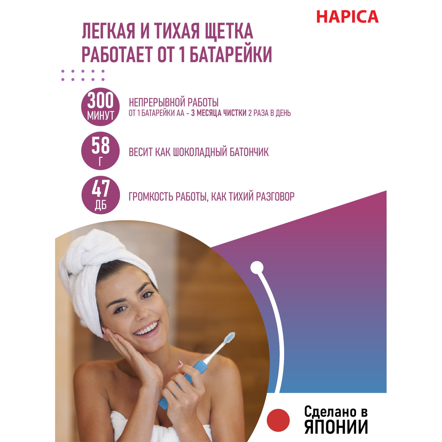 Зубная щетка электрическая Hapica от 10 лет - фото 7