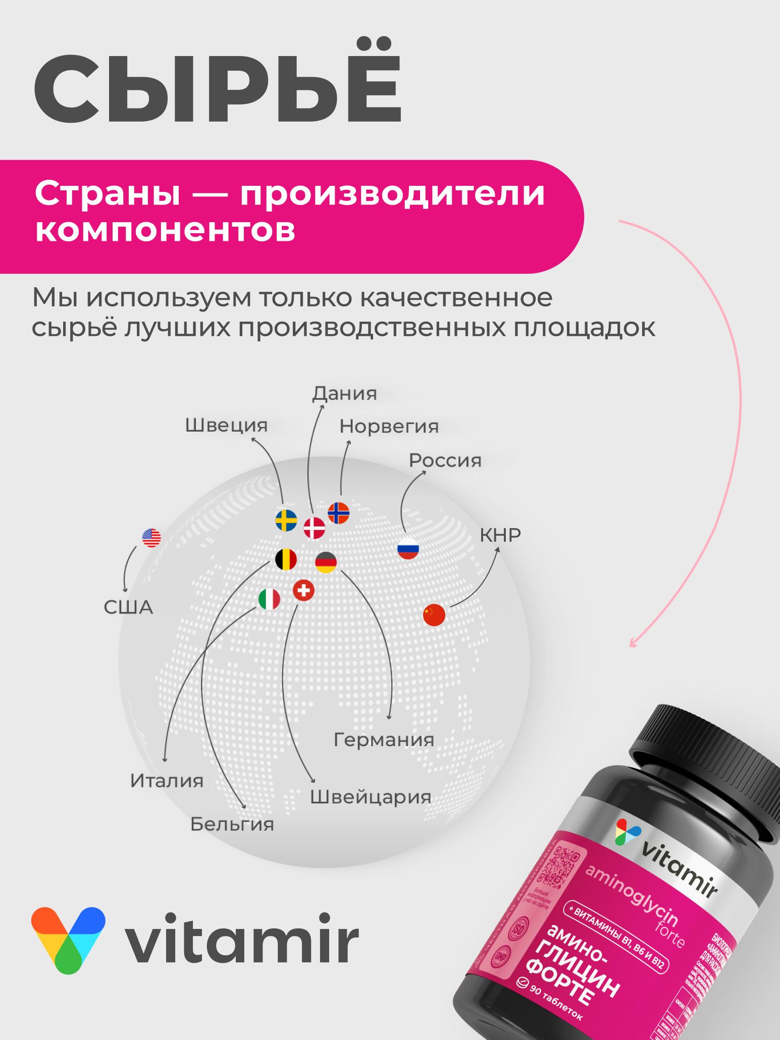 Глицин Форте с витаминами B VITAMIR для нервной системы сна и памяти вкус лимона 90 таблеток - фото 8