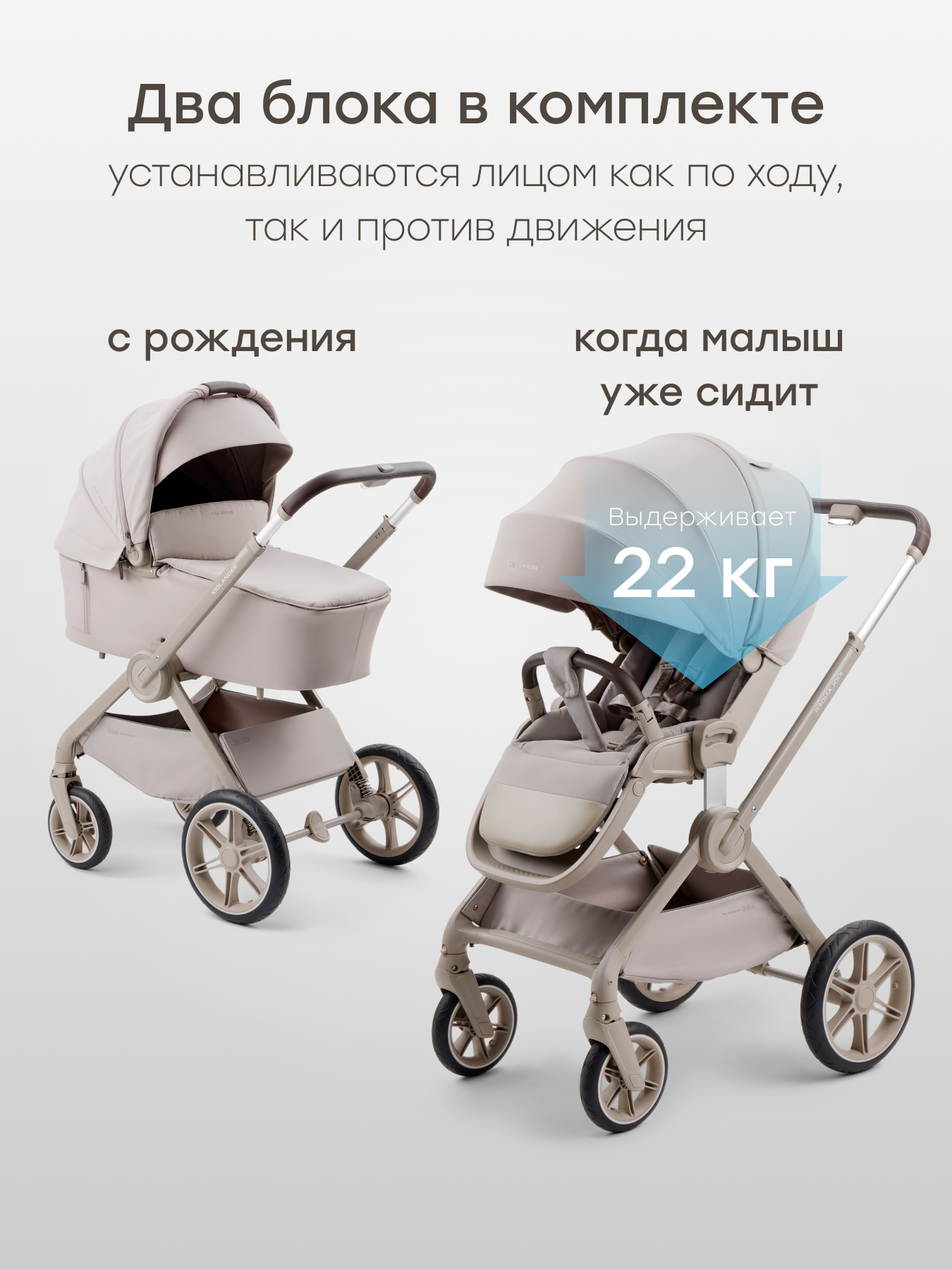 Коляска 2в1 Happy Baby Kidlander серый - фото 2