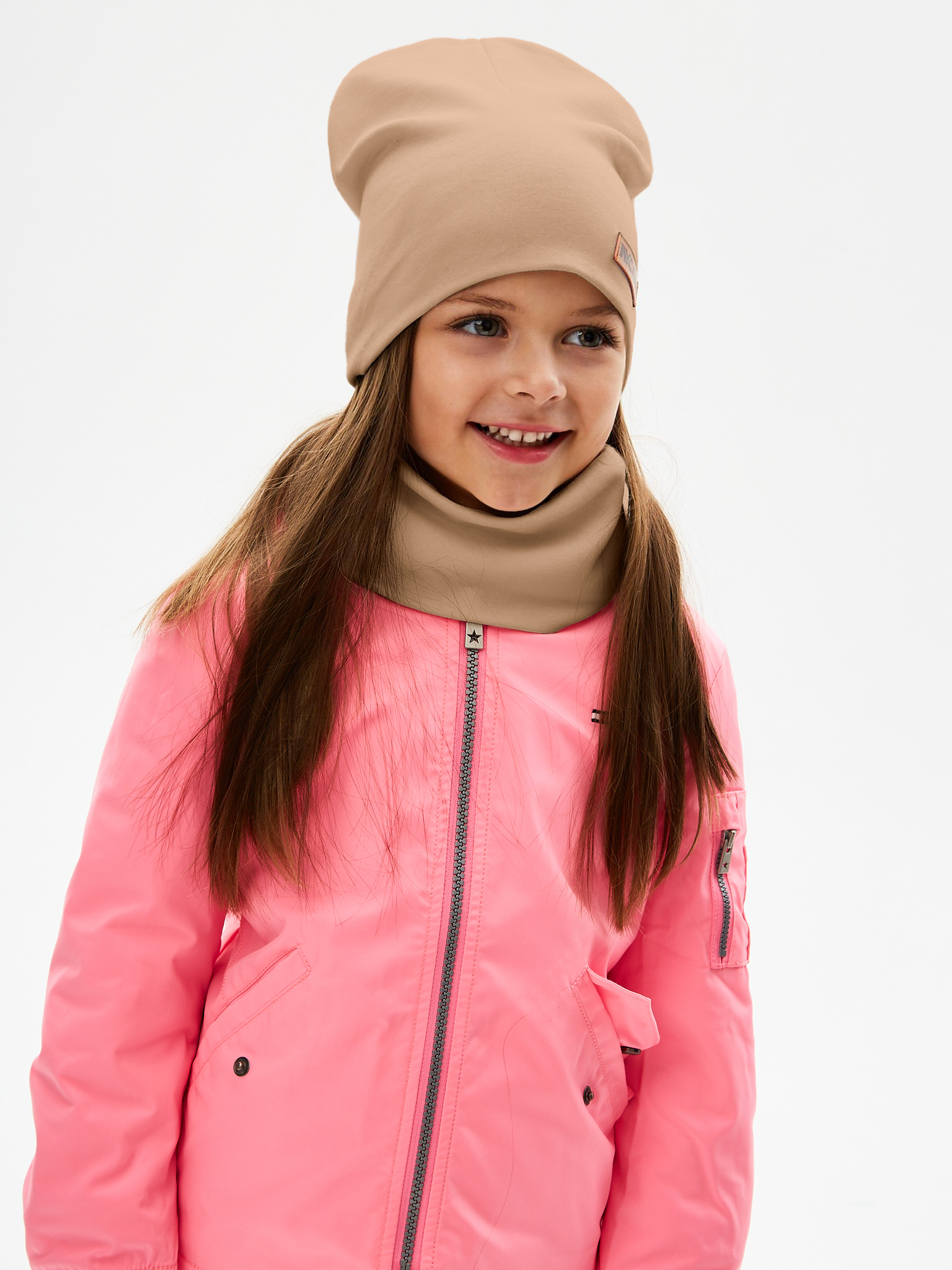 Шапка и снуд NYCkids NYC-H-67-plainG-caramel - фото 9
