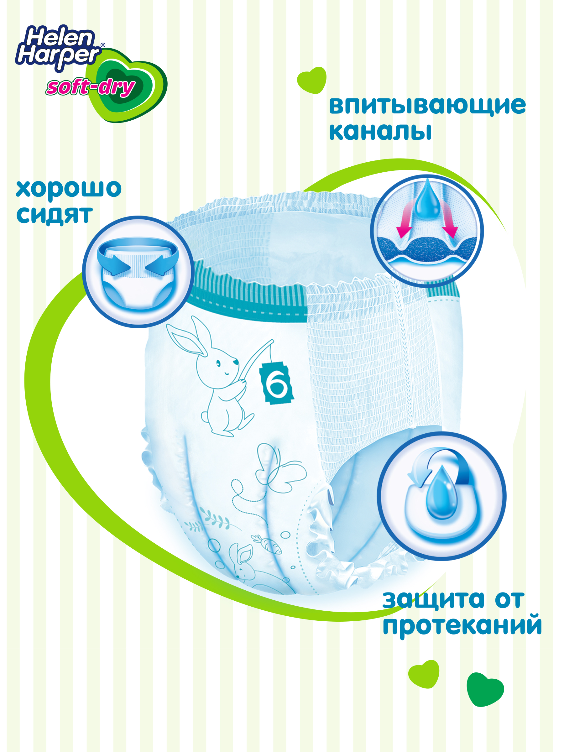 Трусики Helen Harper Soft and Dry 6 (18+ кг) 60 шт. - фото 4
