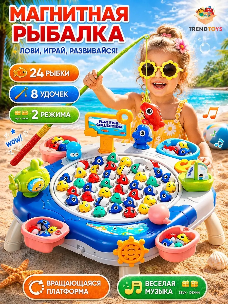 Настольная игра TrendToys Магнитная рыбалка с удочками - фото 1