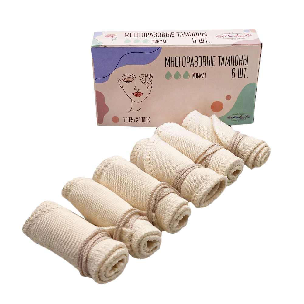 Тампоны Mamalino многоразовые из хлопка 6 шт с инструкцией - фото 1