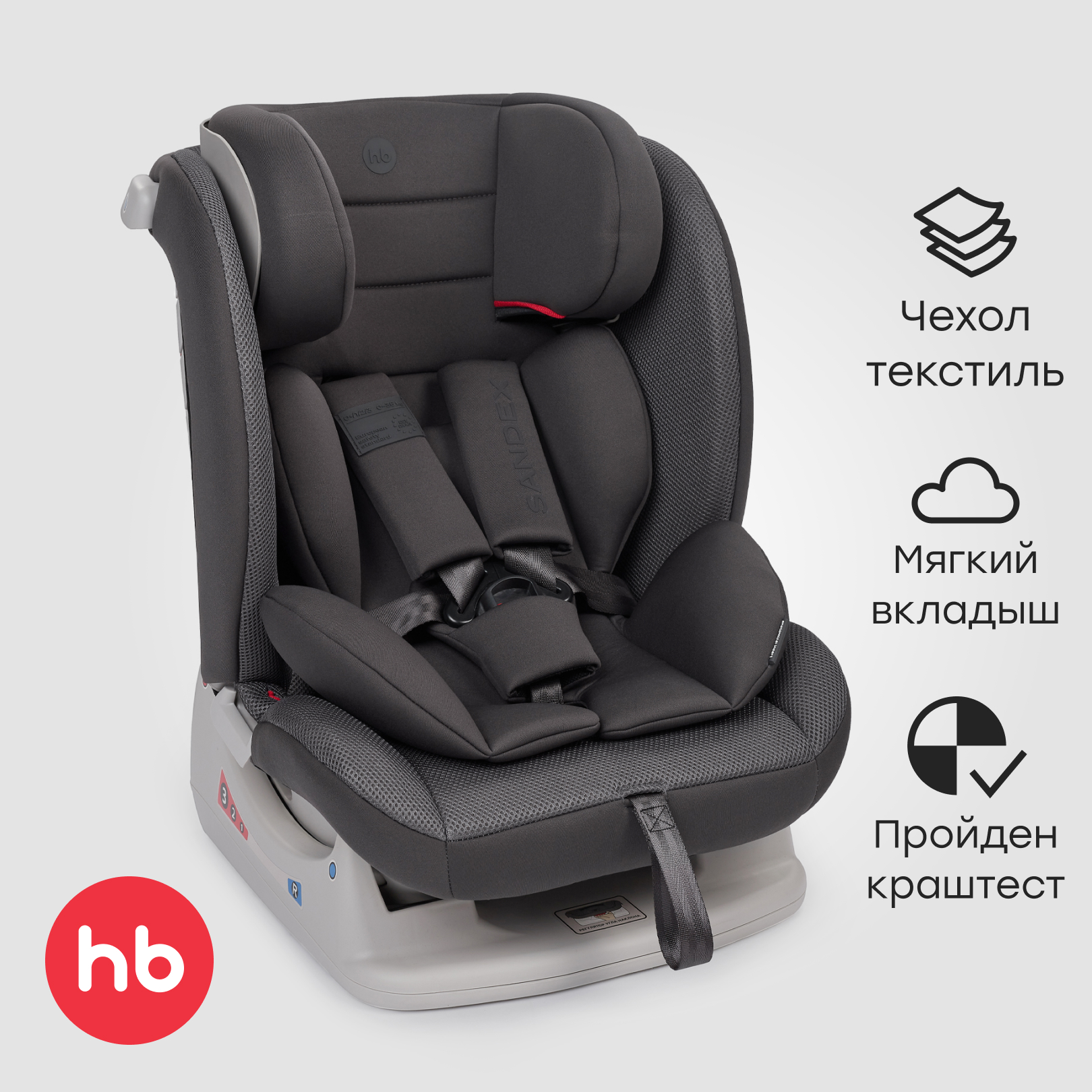 Автокресло Happy Baby Sandex 0+/1/2/3 (0-36 кг) черный - фото 1