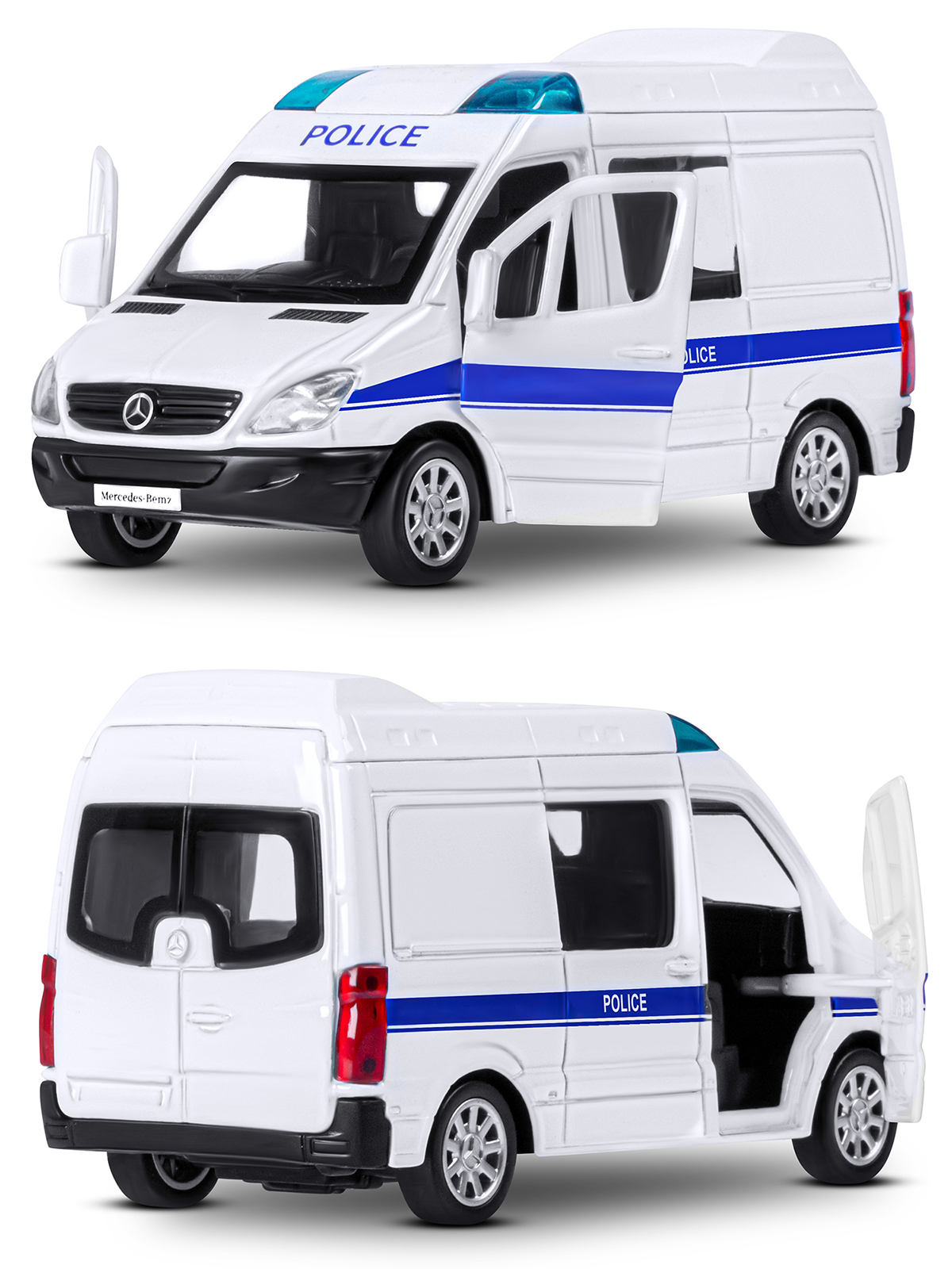 Полицейская машина АВТОпанорама Mercedes Benz Sprinter 1:53 Полиция JB1251634 - фото 10