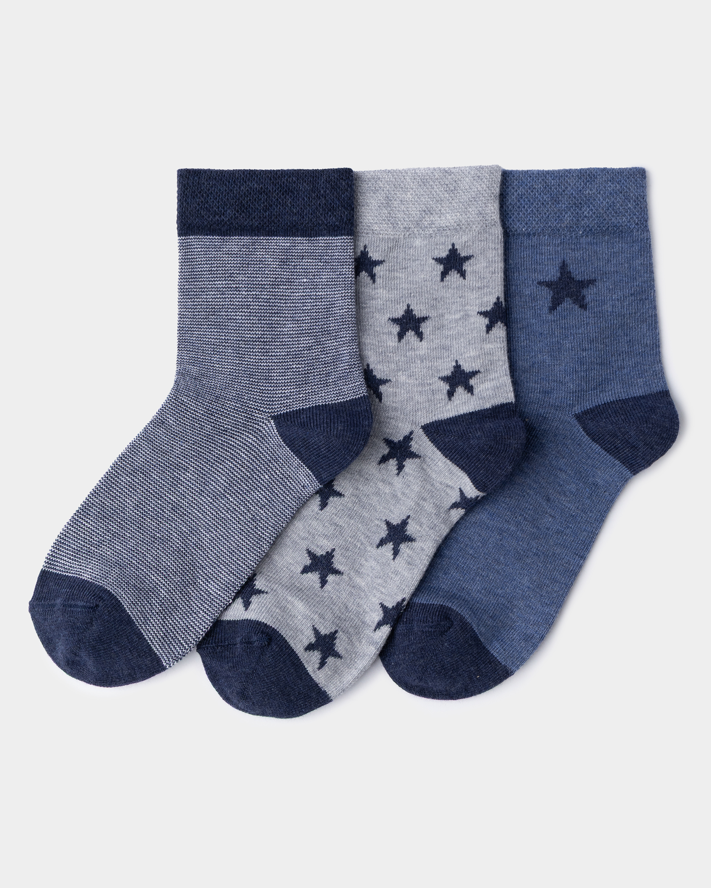 Изображение товара Комплект из 3 пар носков Futurino для мальчиков однотонные и с звёздочками