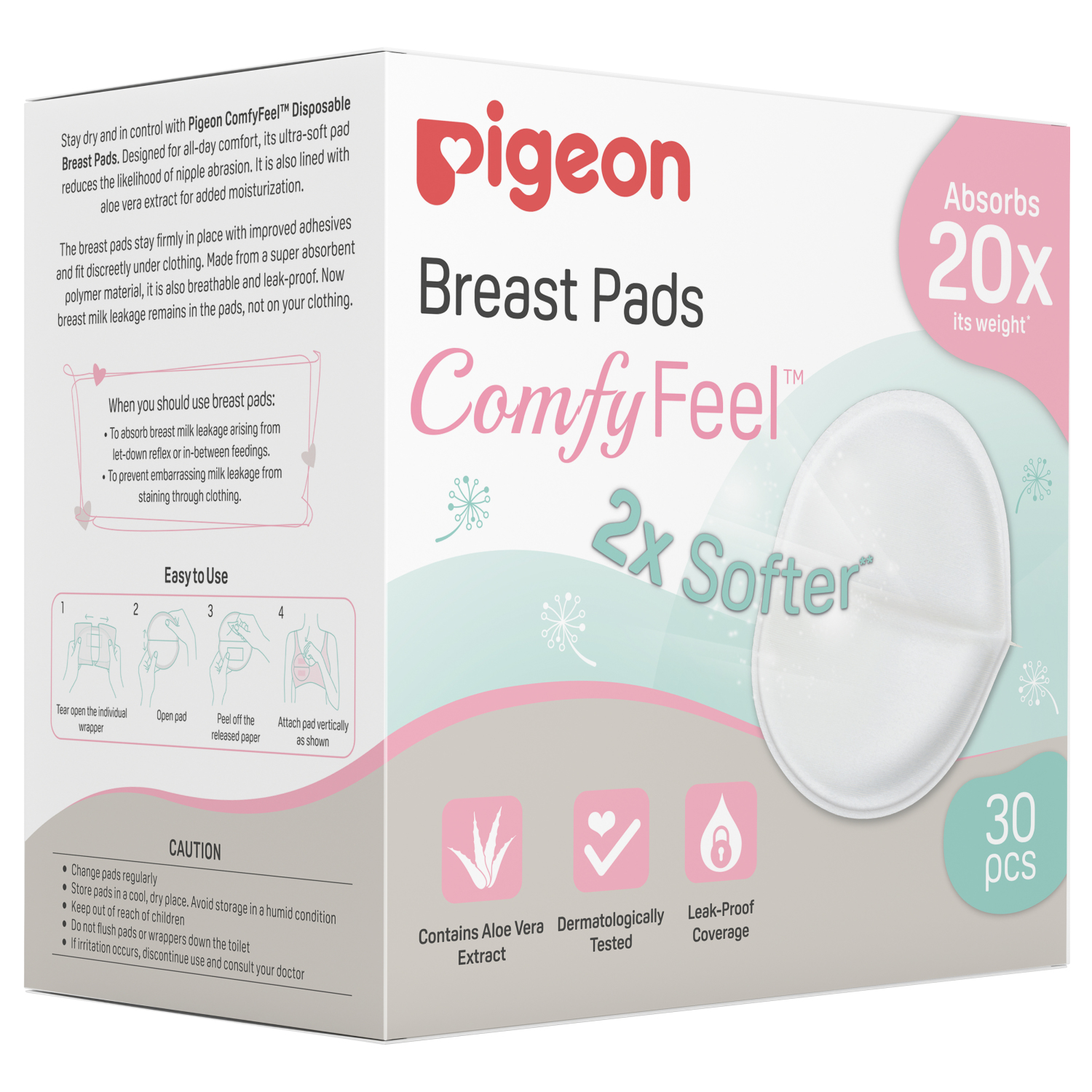 Вкладыши для бюстгальтера Pigeon ComfyFeel одноразовые с алоэ 30шт - фото 2