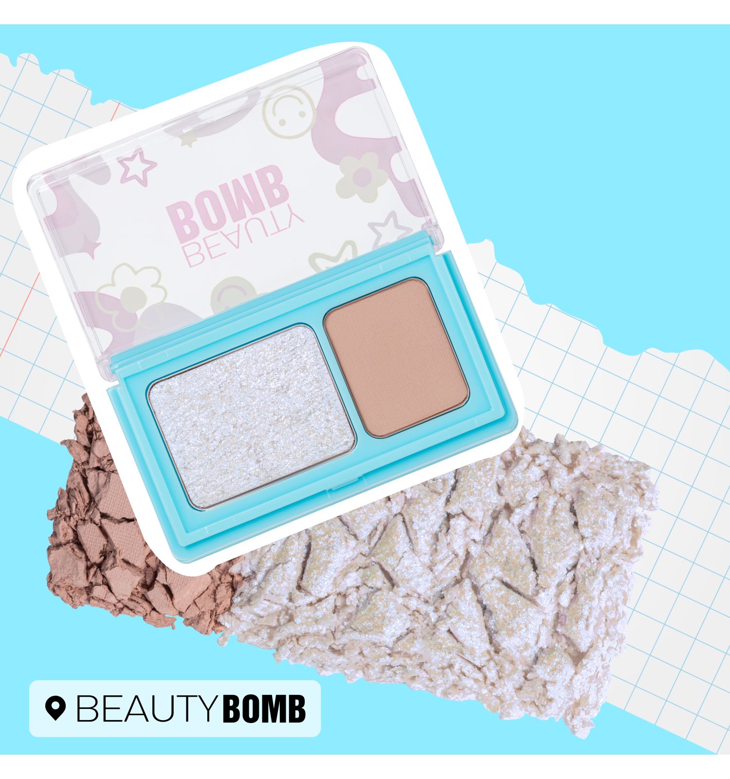 Палетка теней для век Beauty Bomb Double Eyeshadow Palette двойная 01 матовые и сияющие оттенки 3.4г - фото 7