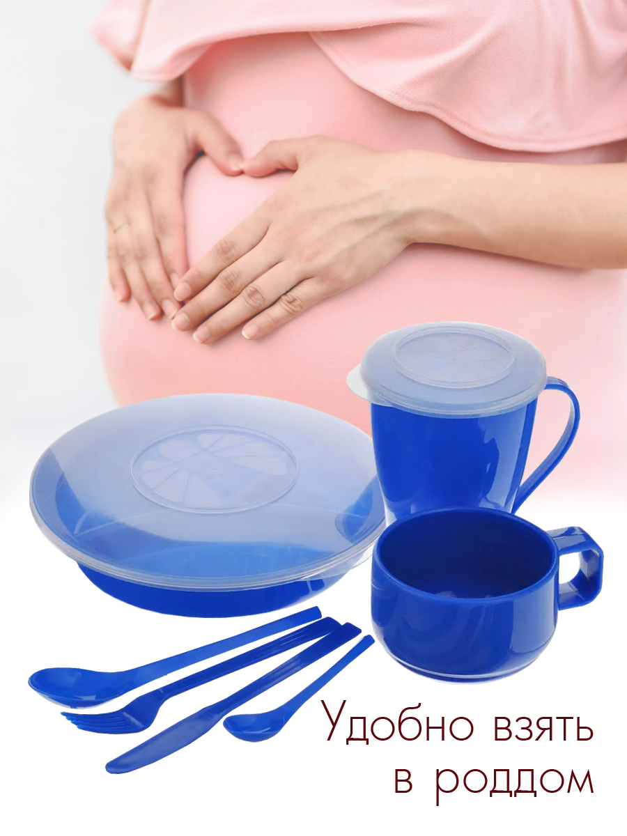 Набор посуды Solaris на 1 персону «Вахтовый метод» синий - фото 9